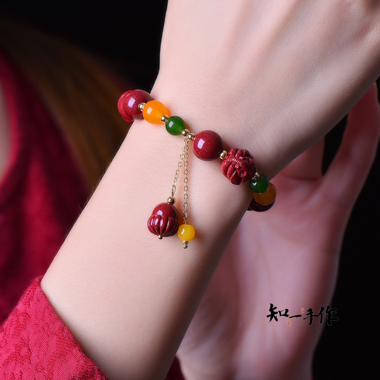 天然朱砂高含量红砂天然砂紫金砂《硕果累累》手链手持